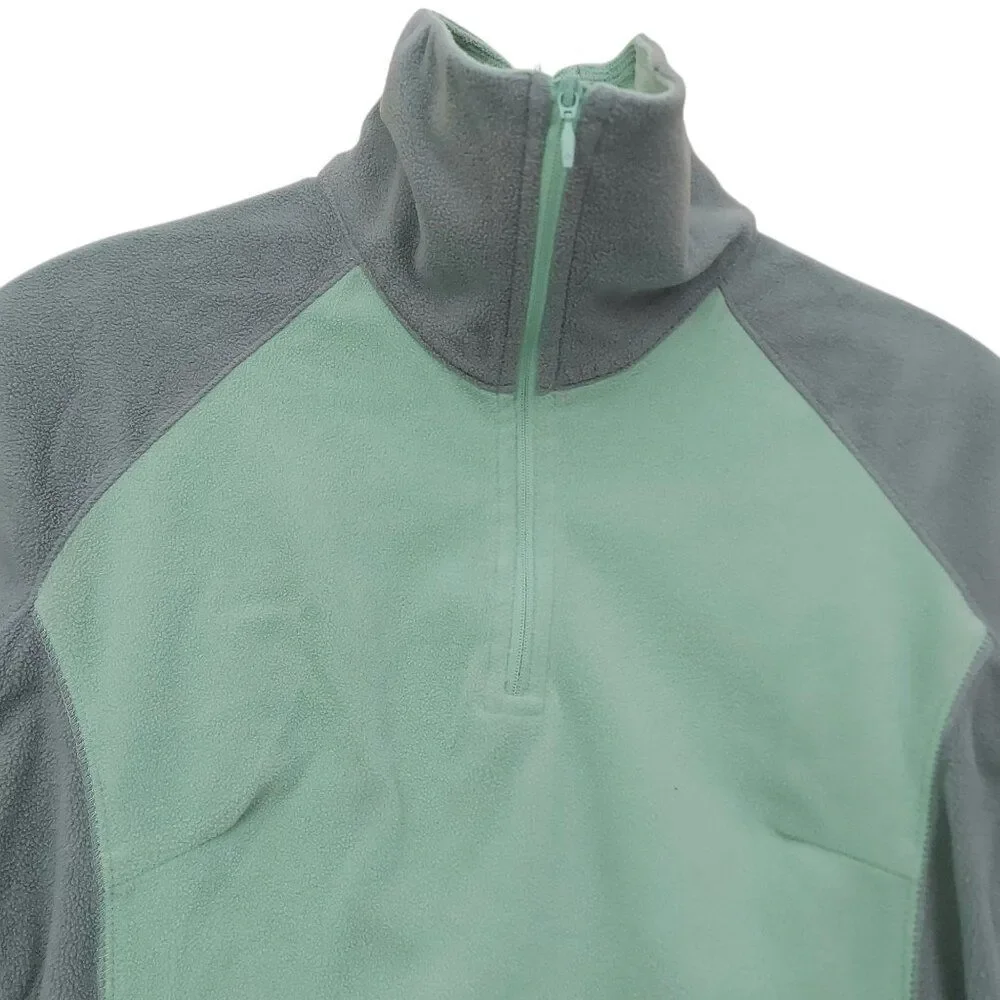 Columbia Fleece Sweatshirt Juniors Small Green 1/4 Zip Outdoor Hiking Travel